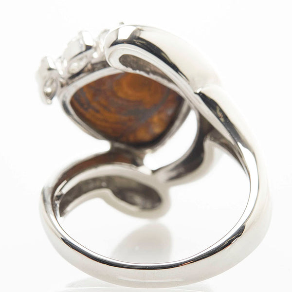 Pt900 プラチナ ボルダーオパール4.06ct ダイヤ0.28ct リング 指輪 レディース 15号 【中古】