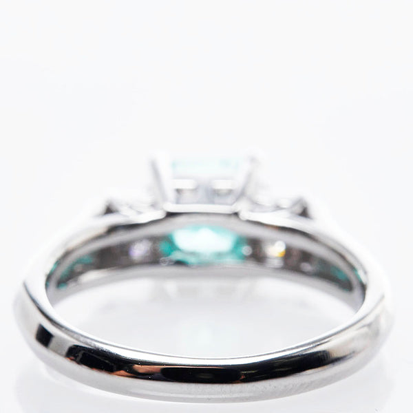 Pt850 プラチナ エメラルド0.76ct ダイヤ0.13ct リング 指輪 レディース 10.5号 【中古】