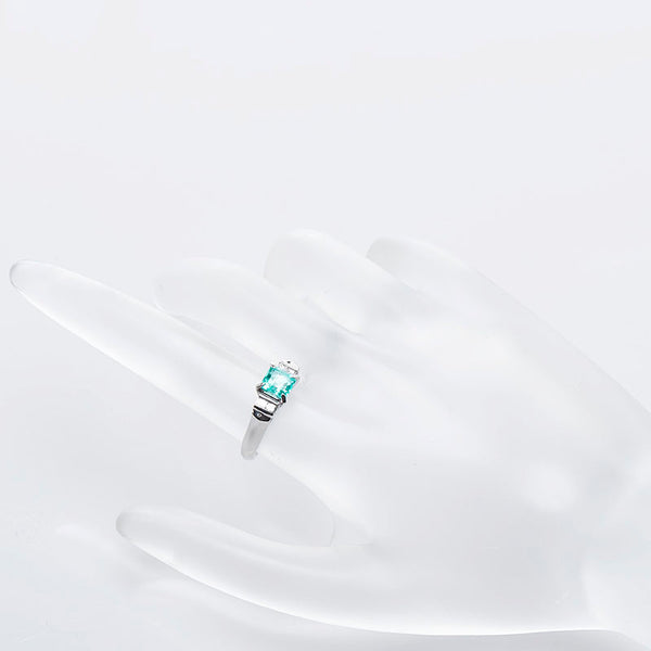 Pt850 プラチナ エメラルド0.76ct ダイヤ0.13ct リング 指輪 レディース 10.5号 【中古】