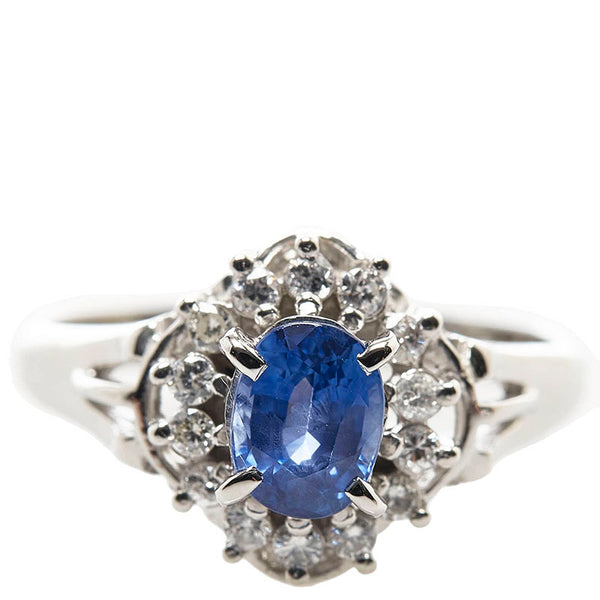 Pt900 プラチナ サファイア0.97ct ダイヤ0.20ct リング 指輪 レディース 10号 【中古】