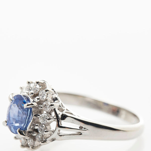 Pt900 プラチナ サファイア0.97ct ダイヤ0.20ct リング 指輪 レディース 10号 【中古】
