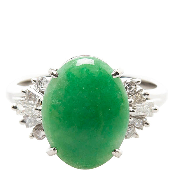 Pt900 プラチナ ひすい3.46ct ダイヤ0.41ct リング 指輪 レディース 11号 【中古】