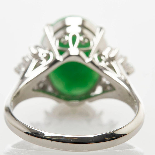 Pt900 プラチナ ひすい3.46ct ダイヤ0.41ct リング 指輪 レディース 11号 【中古】