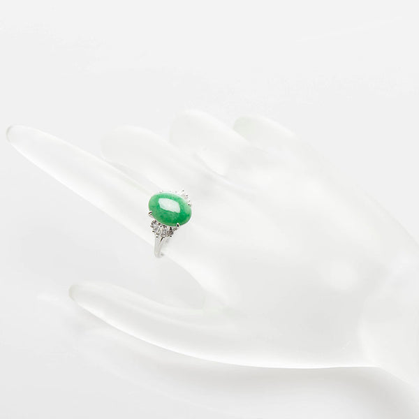 Pt900 プラチナ ひすい3.46ct ダイヤ0.41ct リング 指輪 レディース 11号 【中古】