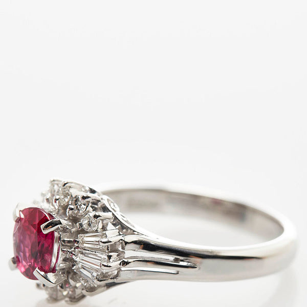 Pt900 プラチナ ルビー0.58ct ダイヤ0.27ct リング 指輪 レディース 8号 【中古】