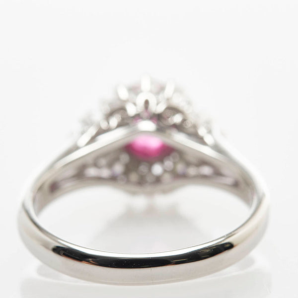 Pt900 プラチナ ルビー0.58ct ダイヤ0.27ct リング 指輪 レディース 8号 【中古】