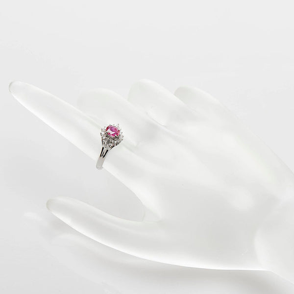 Pt900 プラチナ ルビー0.58ct ダイヤ0.27ct リング 指輪 レディース 8号 【中古】