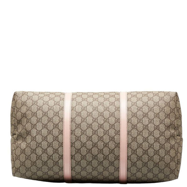 グッチ GGスプリーム ハンドバッグ トートバッグ 201482 ベージュ ピンク PVC レザー レディース GUCCI 【中古】