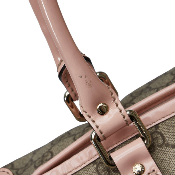 グッチ GGスプリーム ハンドバッグ トートバッグ 201482 ベージュ ピンク PVC レザー レディース GUCCI 【中古】
