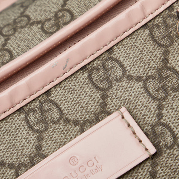 グッチ GGスプリーム ハンドバッグ トートバッグ 201482 ベージュ ピンク PVC レザー レディース GUCCI 【中古】