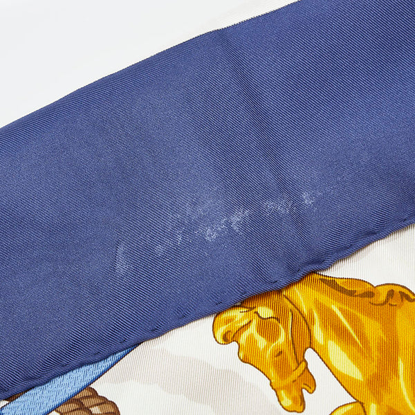 エルメス カレ90 Memoire d'Hermes エルメスの思い出 スカーフ ネイビー ブラウン マルチカラー シルク レディース HERMES 【中古】