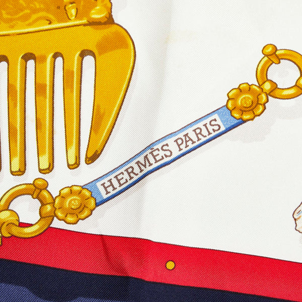 エルメス カレ90 Memoire d'Hermes エルメスの思い出 スカーフ ネイビー ブラウン マルチカラー シルク レディース HERMES 【中古】