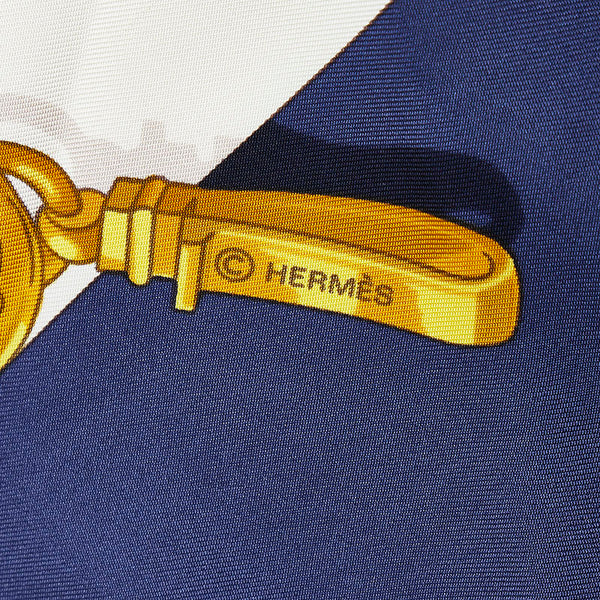 エルメス カレ90 Memoire d'Hermes エルメスの思い出 スカーフ ネイビー ブラウン マルチカラー シルク レディース HERMES 【中古】