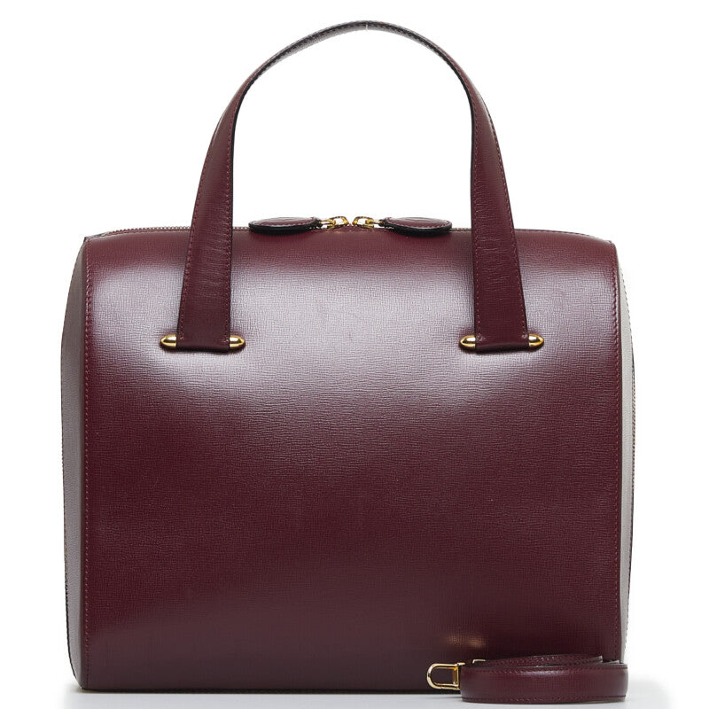 カルティエ マスト ハンドバッグ ショルダーバッグ 2WAY ボルドー ワインレッド レザー レディース CARTIER 【中古】