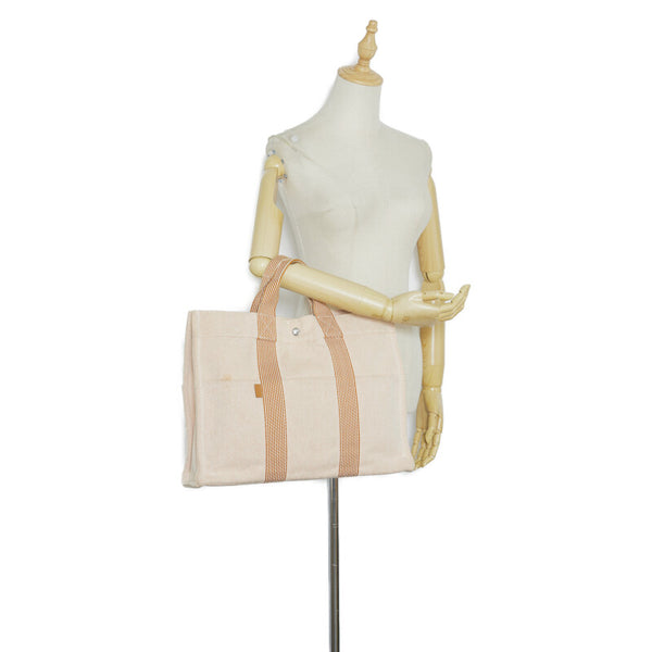 エルメス ニューフールトゥMM ハンドバッグ トートバッグ オレンジ キャンバス レディース HERMES 【中古】