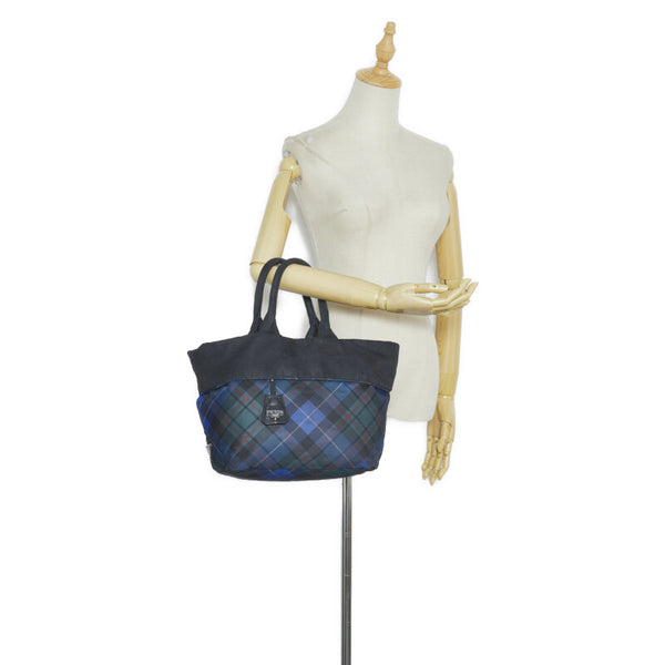 プラダ テスート ダブル リバーシブル  ハンドバッグ トートバッグ B1959M ブルー ブラック ナイロン レディース PRADA 【中古】
