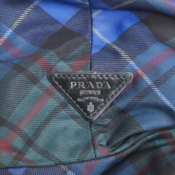 プラダ テスート ダブル リバーシブル  ハンドバッグ トートバッグ B1959M ブルー ブラック ナイロン レディース PRADA 【中古】