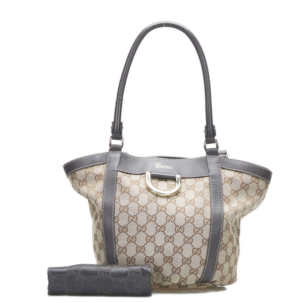 グッチ GGキャンバス アビー ハンドバッグ 211983 ベージュ ブラウン キャンバス レザー レディース GUCCI 【中古】