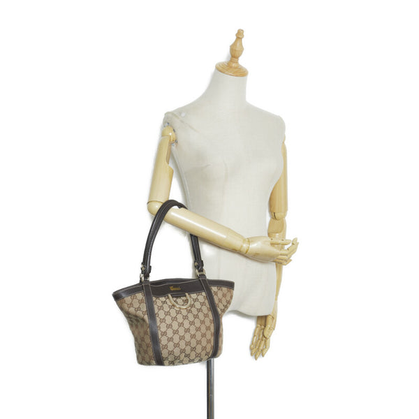 グッチ GGキャンバス アビー ハンドバッグ 211983 ベージュ ブラウン キャンバス レザー レディース GUCCI 【中古】