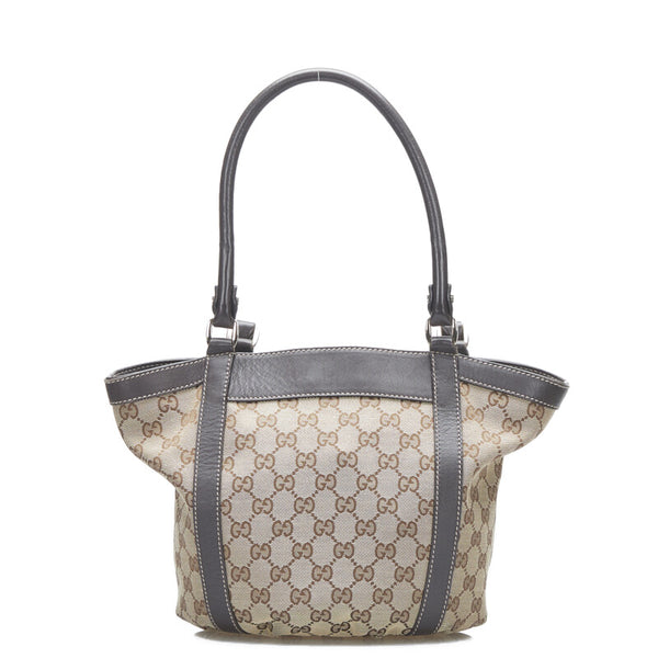 グッチ GGキャンバス アビー ハンドバッグ 211983 ベージュ ブラウン キャンバス レザー レディース GUCCI 【中古】