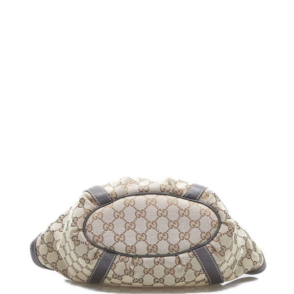 グッチ GGキャンバス アビー ハンドバッグ 211983 ベージュ ブラウン キャンバス レザー レディース GUCCI 【中古】