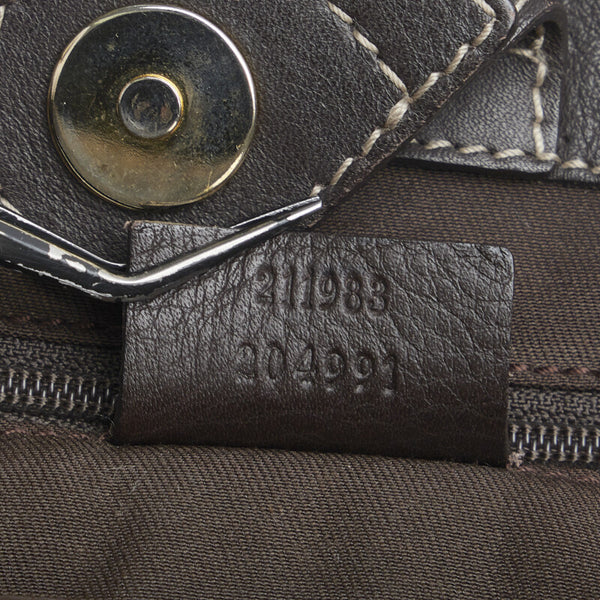 グッチ GGキャンバス アビー ハンドバッグ 211983 ベージュ ブラウン キャンバス レザー レディース GUCCI 【中古】