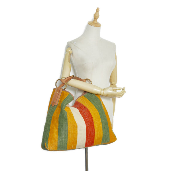 グッチ ホースビット ショルダーバッグ ハンドバッグ 114900 オレンジ マルチカラー キャンバス レザー レディース GUCCI 【中古】