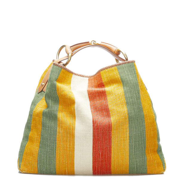 グッチ ホースビット ショルダーバッグ ハンドバッグ 114900 オレンジ マルチカラー キャンバス レザー レディース GUCCI 【中古】