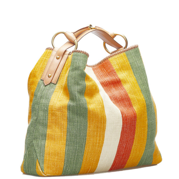 グッチ ホースビット ショルダーバッグ ハンドバッグ 114900 オレンジ マルチカラー キャンバス レザー レディース GUCCI 【中古】