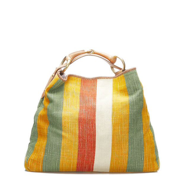 グッチ ホースビット ショルダーバッグ ハンドバッグ 114900 オレンジ マルチカラー キャンバス レザー レディース GUCCI 【中古】