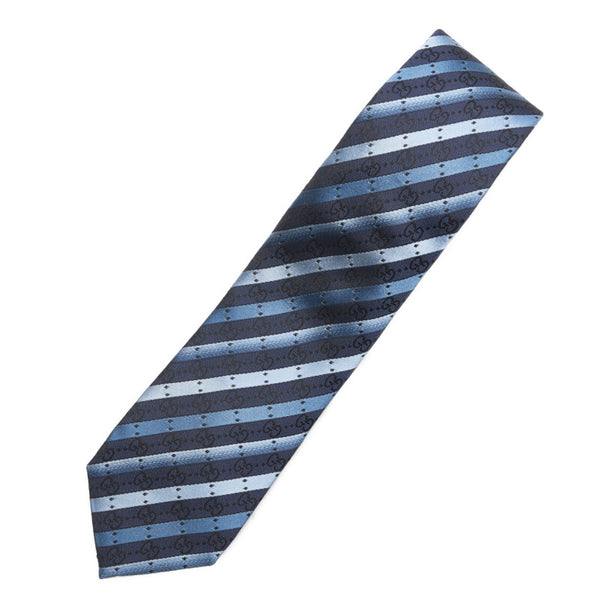 グッチ GG柄 ネクタイ ブルー シルク メンズ GUCCI 【中古】