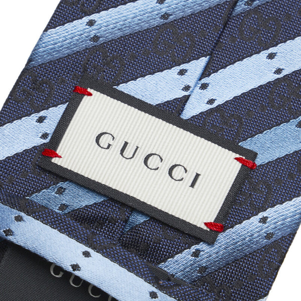 グッチ GG柄 ネクタイ ブルー シルク メンズ GUCCI 【中古】
