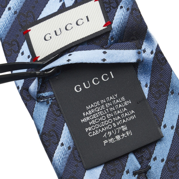グッチ GG柄 ネクタイ ブルー シルク メンズ GUCCI 【中古】