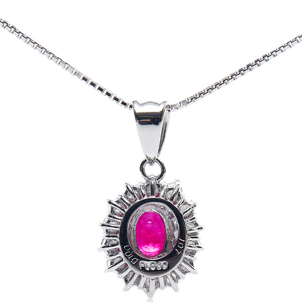 Pt900 プラチナ Pt850 プラチナ ルビー1.070ct ダイヤ1.00ct ペンダント ネックレス レディース 【中古】