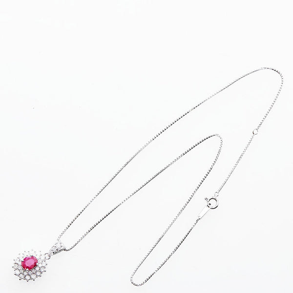 Pt900 プラチナ Pt850 プラチナ ルビー1.070ct ダイヤ1.00ct ペンダント ネックレス レディース 【中古】