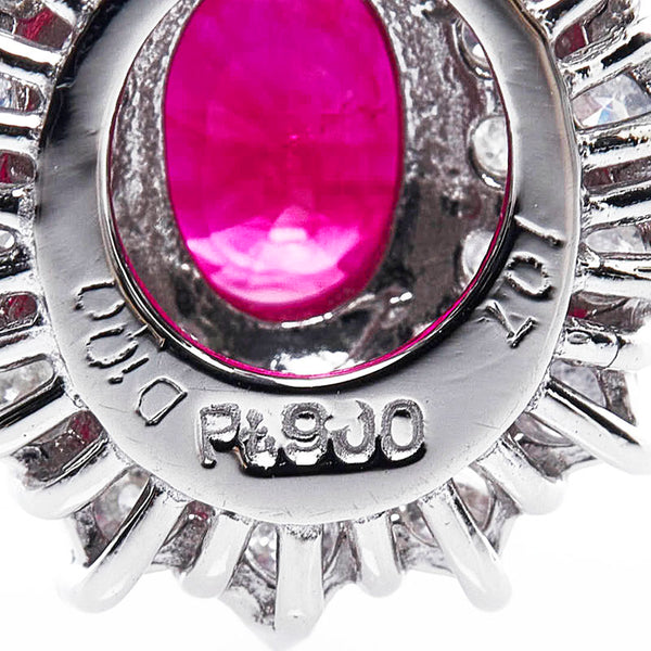 Pt900 プラチナ Pt850 プラチナ ルビー1.070ct ダイヤ1.00ct ペンダント ネックレス レディース 【中古】