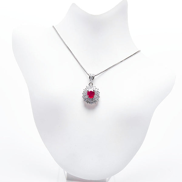 Pt900 プラチナ Pt850 プラチナ ルビー1.070ct ダイヤ1.00ct ペンダント ネックレス レディース 【中古】