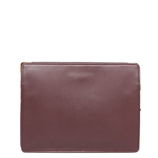 カルティエ マストライン クラッチバッグ ボルドー レザー レディース CARTIER 【中古】