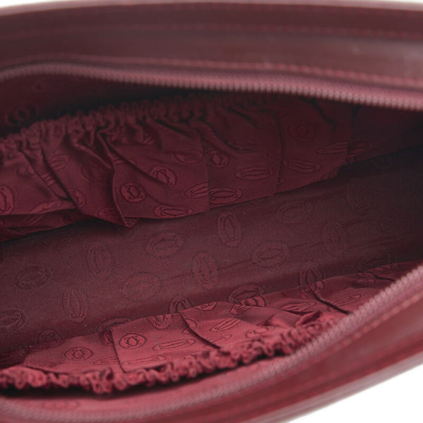 カルティエ マストライン クラッチバッグ ボルドー レザー レディース CARTIER 【中古】