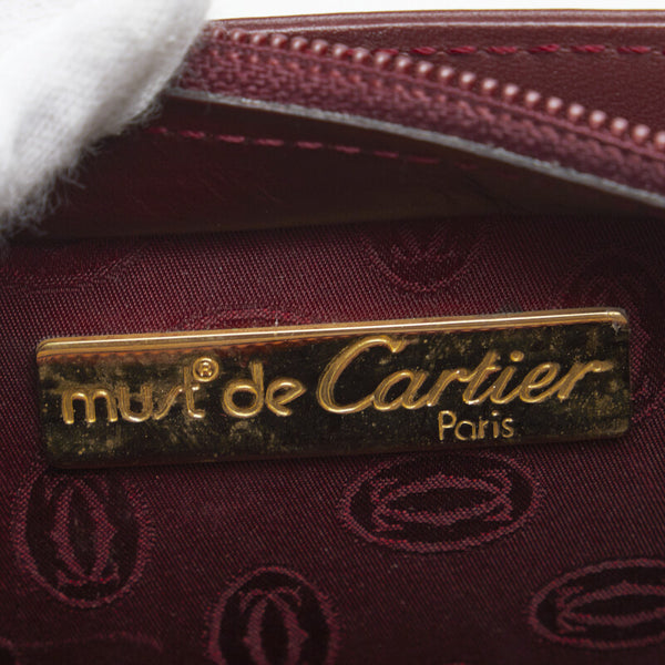 カルティエ マストライン クラッチバッグ ボルドー レザー レディース CARTIER 【中古】