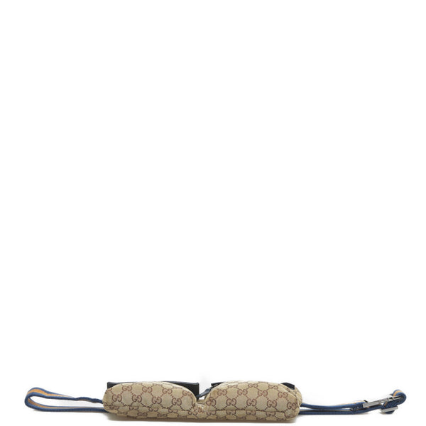 グッチ GGキャンバス シェリーライン ウエストバッグ ボディバッグ 28566 ベージュ ネイビー キャンバス レザー レディース GUCCI 【中古】