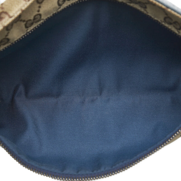 グッチ GGキャンバス シェリーライン ウエストバッグ ボディバッグ 28566 ベージュ ネイビー キャンバス レザー レディース GUCCI 【中古】