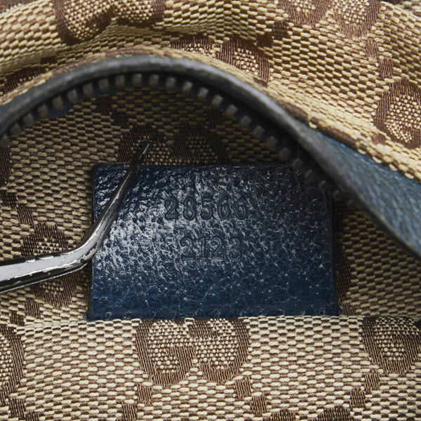 グッチ GGキャンバス シェリーライン ウエストバッグ ボディバッグ 28566 ベージュ ネイビー キャンバス レザー レディース GUCCI 【中古】