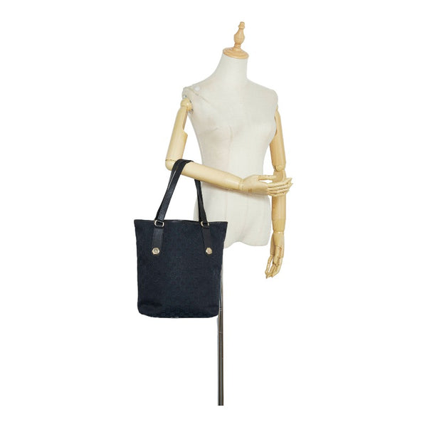 グッチ GGキャンバス ハンドバッグ トートバッグ 153009 ブラック キャンバス レザー レディース GUCCI 【中古】