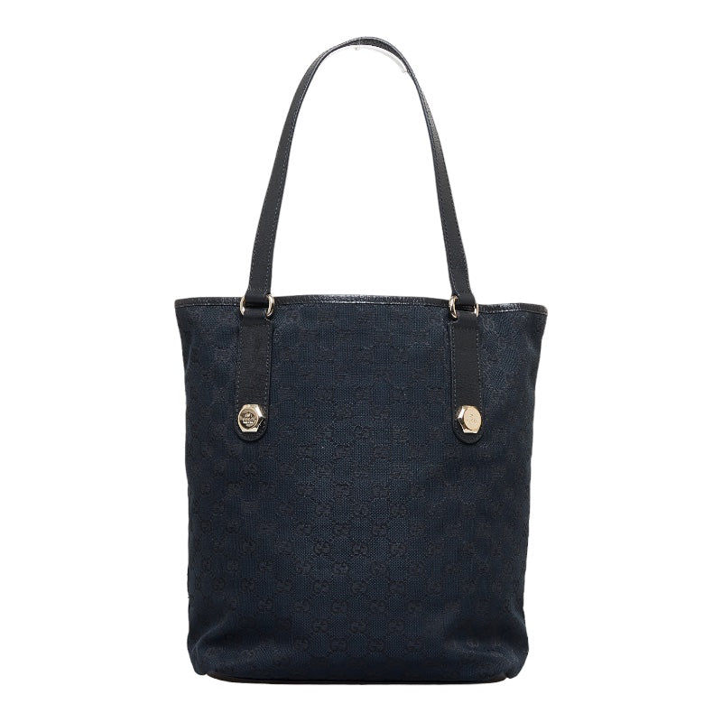 グッチ GGキャンバス ハンドバッグ トートバッグ 153009 ブラック キャンバス レザー レディース GUCCI 【中古】