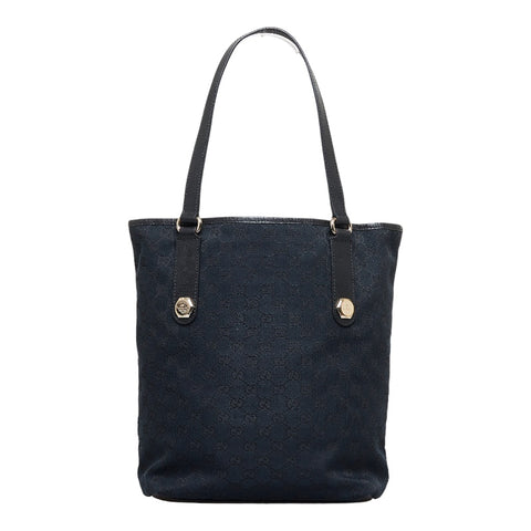 グッチ GGキャンバス ハンドバッグ トートバッグ 153009 ブラック キャンバス レザー レディース GUCCI 【中古】