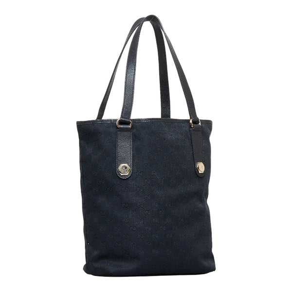 グッチ GGキャンバス ハンドバッグ トートバッグ 153009 ブラック キャンバス レザー レディース GUCCI 【中古】