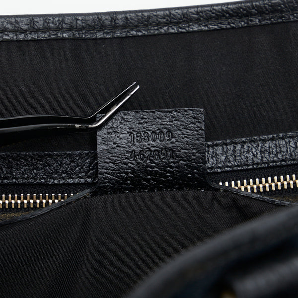 グッチ GGキャンバス ハンドバッグ トートバッグ 153009 ブラック キャンバス レザー レディース GUCCI 【中古】