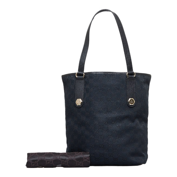 グッチ GGキャンバス ハンドバッグ トートバッグ 153009 ブラック キャンバス レザー レディース GUCCI 【中古】