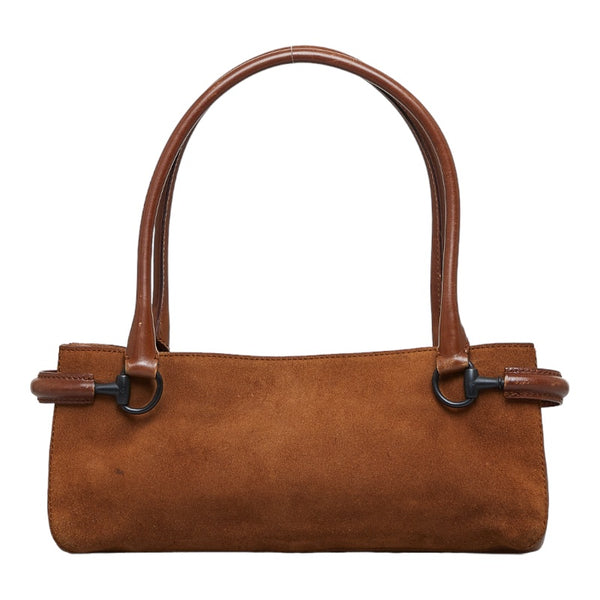 グッチ ホースビット ハンドバッグ ショルダーバッグ 101345 ブラウン レザー スエード レディース GUCCI 【中古】